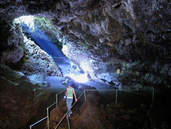 A beautiful ray of light streaming into the skylight entrance